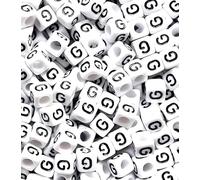 100 pcs 6mm White Cube Letter Alphabet Acrylic Beads Single & Mixed Letters (G)