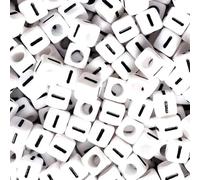 100 pcs 6mm White Cube Letter Alphabet Acrylic Beads Single & Mixed Letters (I)