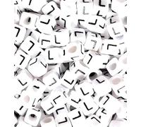 100 pcs 6mm White Cube Letter Alphabet Acrylic Beads Single & Mixed Letters (L)