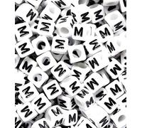 100 pcs 6mm White Cube Letter Alphabet Acrylic Beads Single & Mixed Letters (M)