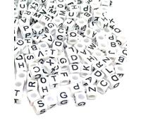 100 pcs 6mm White Cube Letter Alphabet Acrylic Beads Single & Mixed Letters (Mixed)