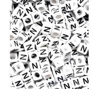 100 pcs 6mm White Cube Letter Alphabet Acrylic Beads Single & Mixed Letters (N)