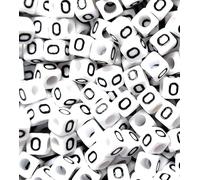 100 pcs 6mm White Cube Letter Alphabet Acrylic Beads Single & Mixed Letters (O)
