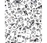 100 pcs 6mm White Cube Letter Alphabet Acrylic Beads Single & Mixed Letters (P)