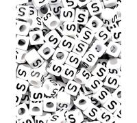 100 pcs 6mm White Cube Letter Alphabet Acrylic Beads Single & Mixed Letters (S)