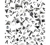 100 pcs 6mm White Cube Letter Alphabet Acrylic Beads Single & Mixed Letters (V)