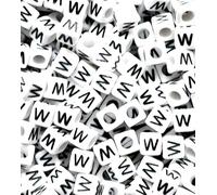 100 pcs 6mm White Cube Letter Alphabet Acrylic Beads Single & Mixed Letters (W)
