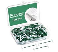 100 PCS 76x24mm Treasury Tags Plastic Ends with Small Plastic Box Green String Ties for Hole Punch Paper String Paper Fasteners String File Ties Page Binders String for Office Organising Document