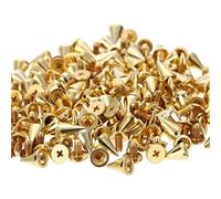 100 PCS 7mm x 10mm Leather Rivets Double Cap Rivet Tubular Metal Studs Cone Punk Spikes Crystal Diamond Inlay Rivet for DIY Leather Craft,Gold