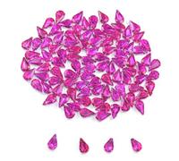 100 Pcs 8x13 mm Sew on Rhinestones for Bedazzling,Teardrop Metal Base Rhinestones for Clothes,Faceted Sparkling Crystal Glass Bedazzling Gems for Crafting(Rose Red)