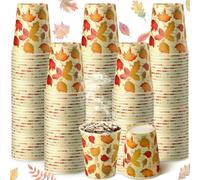 100 Pcs 9 oz Thanksgiving Disposable Paper Cups Fall Autumn Party Supplies Maple Leaves Paper Cups for Kids Adults Coffee Juice Hot Cold Drink Disposable Cups for Parties Dinner Picnic Wedding