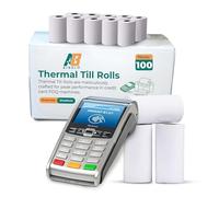 100 Pcs Aibulo Thermal Till Rolls 57x40mm - BPA-Free Credit Card Machine Paper Rolls for PDQ, POS, EPOS - Compatible with Verifone, Clover, Ingenico, Barclaycard, Worldpay, Pax & More - 14m