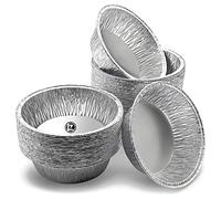 100 Pcs Aluminium Foil Trays, Muffin Cases, 7 x 2cm Baking Cups for Mini Egg Tarts, Pastry Dishes, Cake Tins, Pie Trays, Disposable Food Grade for Baking, Cooking, Party Serving