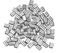 100 Pcs Aluminum Crimping Loop Sleeve Clips, Aluminum Sleeves Clip Fittings with Double Ferrules, Aluminium Ferrules for Wire Rope, Cable Crimps, Silver (1.5 mm/0.06inch)