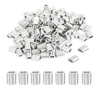 100 Pcs Aluminum Crimping Loop Sleeve For 3mm/4mm/5mm/6mm Diameter Wire Rope And Cable 8-shaped Double-hole Clip For Cable, Wire Rope, Clothes Lines End