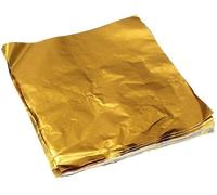100 Pcs Aluminum Foils Paper Chocolate Candy Wrapping/Packing Sheets, 4X4 Inches, Square Sweets Lolly Paper Food Candy Tin Foil Wrappers(Gold) Practical Design