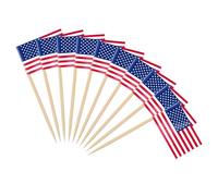 100 Pcs American Flag Toothpicks,Independence Day Burger Sticks Food Flags with USA Flags on Sticks,4th of July Cupcake Toppers for Veterans Day,Patriotic Theme Party,Wild West Party Cake Decorations