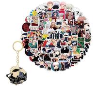 100 pcs Anime Stickers with Jujutsu Kaisen Keychain, Anime Stickers JJK Gifts for Water Bottles Laptop Skateboard Notebook