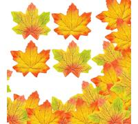 100 Pcs Artificial Autumn Leaves, 2 Mixed Maple Leaf Designs, Fabric Faux Fall Leaves for Autumn Decorations, Table Scatter, Wreath Making, Crafts and Halloween Decor