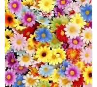 100 PCS Artificial Daisy Flower Heads, Colorful Craft Flowers, Mini Silk Fake Flowers, Artificial Fabric Flowers, Floral Head Petals Decor for DIY Crafts Scrapbooking Wreath Wedding Party Table Home