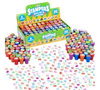 100 Pcs Assorted Stamps for Kids Self-ink Stamps (50 DIFFERENT Designs, Plastic Stamps, Emoji Stampers, Dinosaur Stampers, Zoo Safari Stampers) for Easter Egg Stuffers, Party Favor, Teacher Stamps