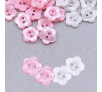 100 Pcs Baby Buttons for Cardigans, 2 Hole Flower Resin Button, 12.5 mm Buttons for Baby Cardigans Pearlescent, Flower Button for Knitting Cardigan DIY Sewing Crafting Decoration