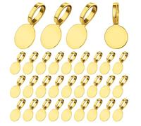 100 pcs Bails for Jewelry Making Gold on Flat Pad Bails Round Pendants Charms Connector Hanger Glue On Pendant Bail for Pendants DIY Craft Jewelry Making Accessories