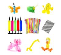 100 Pcs Balloon Animal Making Kit 260Q Mixed Colour Modelling Balloons | Natural latex 260 balloons 100pcs, 5 pumps, 2 eye stickers, twistable, for parties & weddings, ages 8+