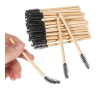 100 Pcs Bamboo Handle Mascara Wands, Lash Spoolies Disposable Mascara Wands Disposable Eyelash Brushes for Eyelash Extensions Black