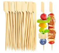 100 Pcs Bamboo Skewers 25cm,Bamboo Skewers Flat Burgers Sticks BBQ Cocktail Sticks Barbecue Kebabs for Buffets Party Fountain Fondue