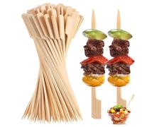 100 PCS Bamboo Skewers for Appetizers Toothpicks Cocktail Picks for Drinks Fruit Kababs Sausage Barbecue Snacks Natural Wooden Paddle Skewer Mini Food Sticks Charcuterie Accessories