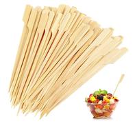 100 Pcs Bamboo Skewers,Versatile Flat Burger Sticks,Smooth Splinter Free Wooden Kebab Skewers,for Drinks Barbecue Kebabs Cocktail Sticks Buffets Party Fountain Fondue Stick Holders