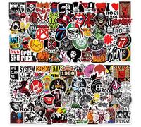 100 Pcs Band Stickers, Music Stickers Guitar Stickers Skateboard Stickers, Guitar Stickers for Classic RockMusic, for Adults, Roll Music Sticker Water Bottles, Laptop, Bicycle, Skateboard, Luggage