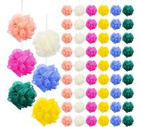 100 Pcs Bath Sponge Shower Loofahs Bulk Bath Luffas Exfoliating Body Scrubber Packs Assorted Colors Mesh Balls Travel Cleaning Wash Puff Bathing Accessories for Women Men Body Wash, 6 Colors