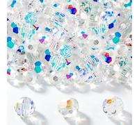 100 Pcs Beads for Crafting, Glass Crystal Beads for Bracelet Making, Large Glass Crystal Beads for Jewellery Making, Large Round Faceted for Necklace Bracelet, 8/10mm Sparkling Rondelle Spacer Beads