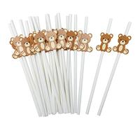 100 Pcs Bear Paper Straws Little Cutie Snowflake Disposable Drinking Paper Straws for Little Cutie Baby Shower Decorations Supplies Birthday Party Decorations, 0.24 x 7.76 Inch(Bear)