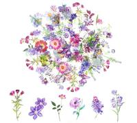 100 Pcs Beautiful Flower Stickers Self-Adhesive Flower Stickers for Crafts Transparent Journaling Sticker 50 Patterns Floral Sticker for DIY Mobile Case Wardrobe Bottle Laptop Album Scrapbook Card