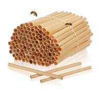 100 Pcs Bee Tubes Refill, Natural Reed Nesting Tubes for Mason Bee Hotel, Solitary Insect House Accessories, Bug Hotels for Gardens Wildlife Replacement Parts (15cm)