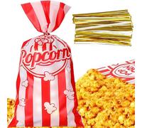 100 Pcs Big Popcorn Bags, Pop Corn Bag for Sleepover Party,Bags Set, Striped popcorn Favor Boxes Popcorn bags for Cinema Film Evenings Children's Birthday Sleepover Party Wedding.