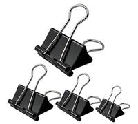 100 Pcs Binder Clips Black, Assorted Size Foldback Clips 32mm 25mm 19mm 15mm Metal Bulldog, Paper Clips Clamps Clips for Office Supplies, Home, Kitchen, Shops, School Document Organizing (Black)