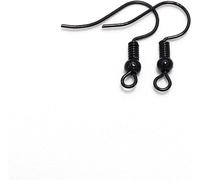 100 Pcs Black 20×17mm Earring Hooks Hypo-allergenic Ear Wires Fish Hooks with Ball and Coil Earring Wires Jewelry Findings for DIY Jewelry Making Parts Supplies