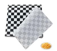 100 Pcs Black and White Greaseproof Paper Sheets,Grease Proof,Burger Wrapping,Checkered Wax Papers Wrap Sheet for Food Deli Liner,Liners Sandwich Fish and Chip Wraps for BBQ,Picnic,Party