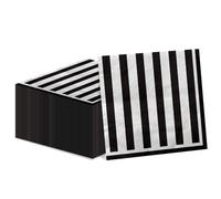 100 Pcs Black and White Striped Napkins, Black and White Party Supplies Black and White Paper Napkin Lunch Napkin for Halloween Party Birthday Baby Shower Wedding