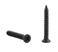 100 pcs Black Carbon Steel Flat Countersunk Self-Tapping Screws M1-M2.6(12mm X100pcs,M2.3)
