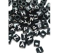 100 pcs Black Cube 6mm Acrylic Letter Alphabet Beads Single & Mixed Letters (Mixed)