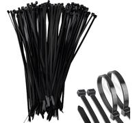 100 PCS Black Plastic Cable Tie 300mm x 3.6mm, 12'' Heavy Duty Strong Nylon Premium Self Locking Long Zip Tie Wraps for Wire Management, Home Office Garden DIY