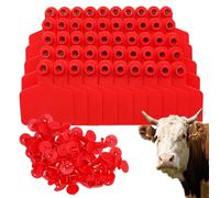 100 PCS Blank Cattle Ear Tags Large Plastic Precision Animal Identification Blank Livestock Ear Tags for Cows, Horses, Dogs, Pigs and Goats Farm Management red 100pcs