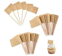 100 Pcs Blank Toothpick Flags Kraft Paper Food Labels Cocktail Sticks for Sandwich Food Cheese Labels Cupcake Toppers Tableware Party Supplies Decor