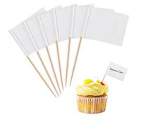 100 Pcs Blank Toothpick Food Flags,Mini Food Labels for Buffet,Food Flags for Buffets to Write on,White Party Food Labels,Toothpick Flags on Food,Free Painting Cake Flags,for Cupcake,Cheese