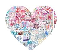 100 Pcs Blue and Pink Ocean Stickers Coastal Beach-Themed Waterproof Vinyl Stickers Self-Adhesive Fun Marine Creature Decals for Water Bottles Notebooks Suitcases Skateboards Scrapbooking Supplies For